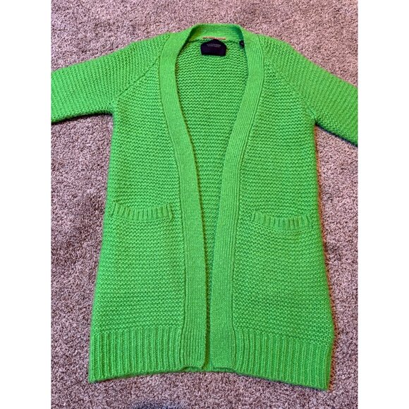 Scotch & Soda Chunky Knit Wool-Blend Open-Front Green Cardigan Sweater Small - Picture 5 of 14